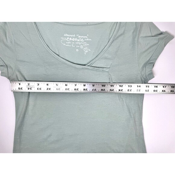 Stewart and Brown T Shirt Womens Medium Green Organic Cotton V Neck Made in USA - Picture 5 of 8